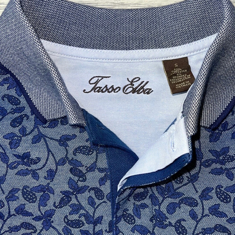 Tasso Elba polo Blue leaves NWOT